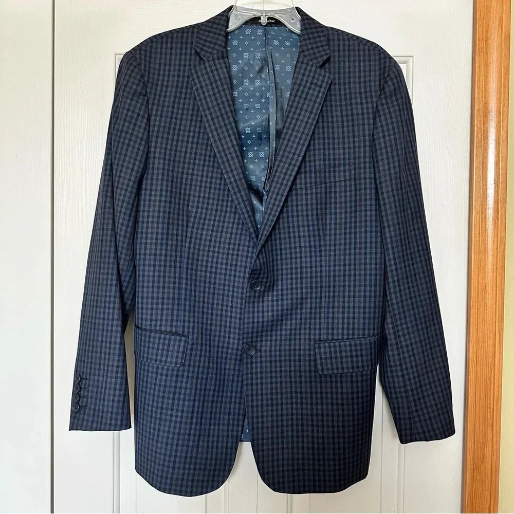 Mantoni Men's Navy Check Sport Coat Blazer